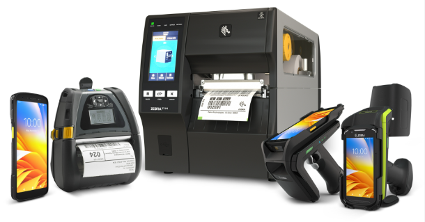Zebra label printers and rugged handheld devices